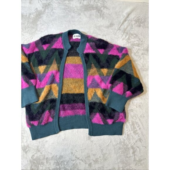 Bel kazan anthropologie os cardigan eyelash knit chevron open front sweater - Picture 5 of 11